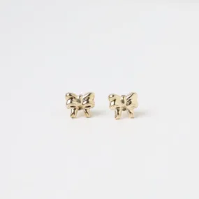 14k Yellow Gold Bow Post Earring