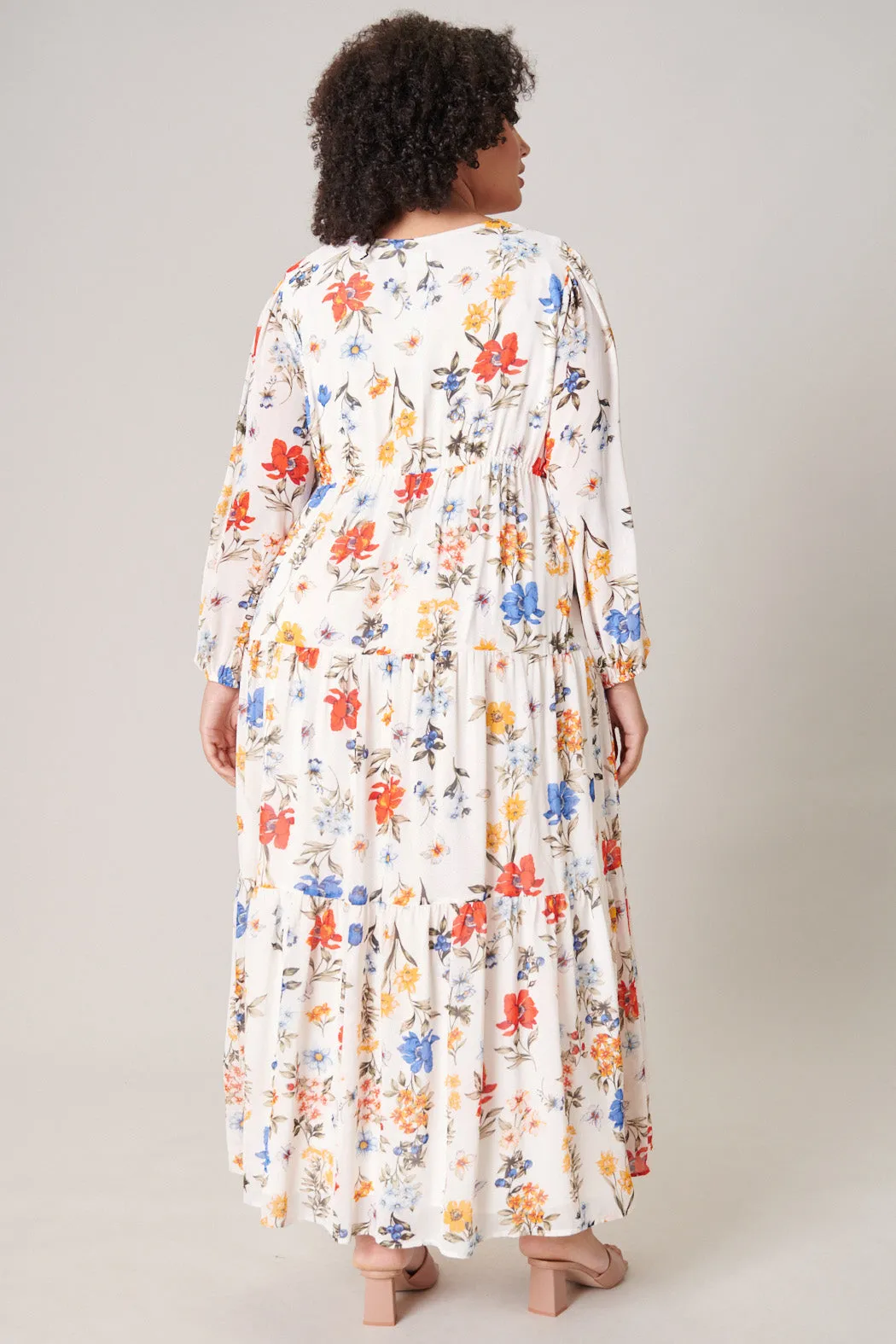 April Primary Floral Mabel Tiered Maxi Dress Curve