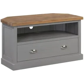 Byland 1 Drawer Wooden Grey Corner TV Unit