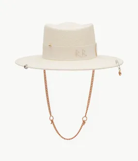 Chain Strap Straw Gambler Hat