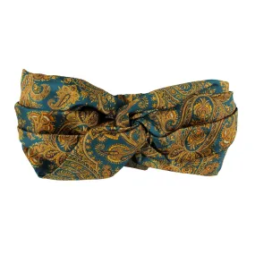 Etro Twisted Head Scarf Turban Turquoise Orange-Gold Paisley SALE