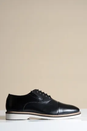 GAVIN - Black Leather Cap Toe Oxford Shoe