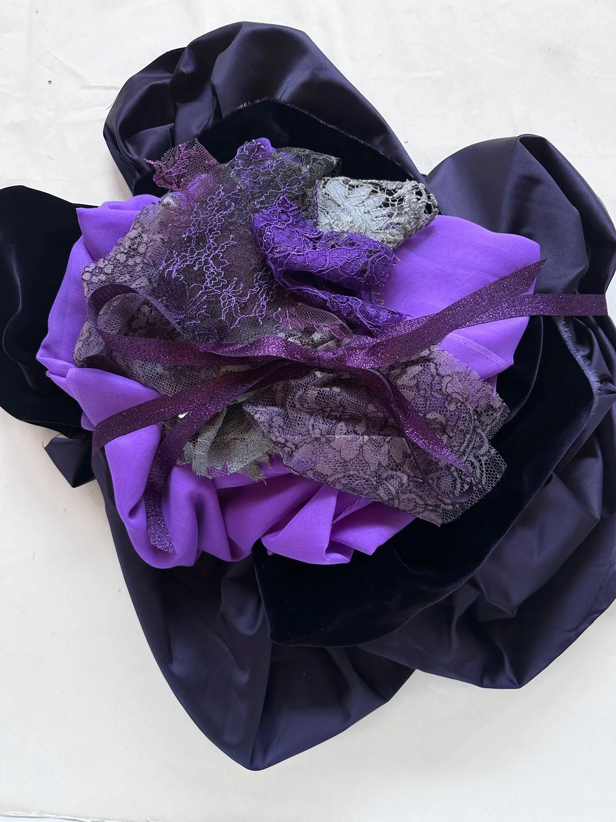 Jewel Box Bundle: Purple Silk Velvet Satin Lace Lamé Fabric