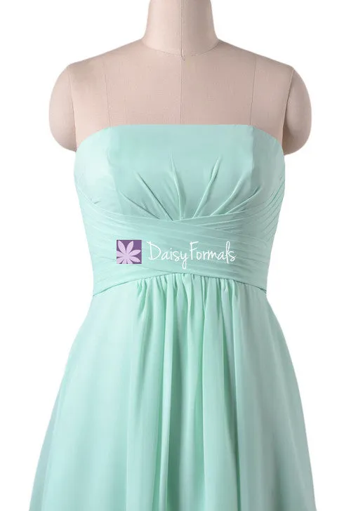 Mint Amazing A-line Bridesmaid Dress Short Strapless Chiffon Prom Dress (BM718)