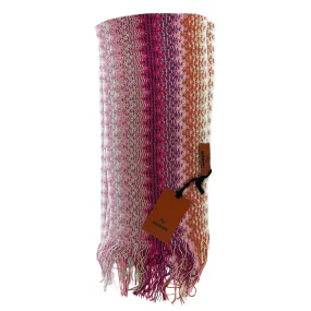 Missoni Scarf Rust Orange Pink Zig Zag Design - Women Designer Shawl