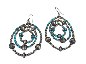 Navajo Pearl & Sleeping Beauty Turquoise Earrings | Artisan Handmade